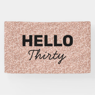 ピンクローズ金ゴールドこんにちは30歳の誕生日 横断幕