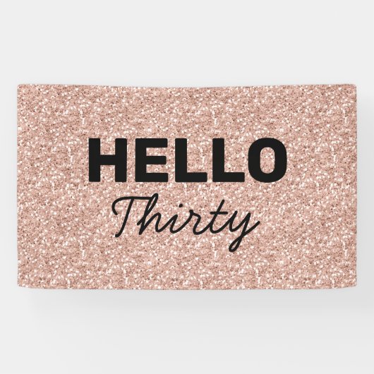 ピンクローズ金ゴールドこんにちは30歳の誕生日 横断幕 (横)