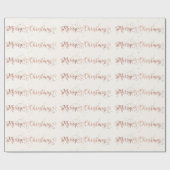 ピンクローズ金ゴールドアイボリーホワイトメリークリスマススクリプト ラッピングペーパー (フラット)