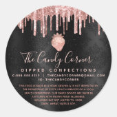 ピンクローズ金ゴールドイチゴグリッタードリップブラックリーガル ラウンドシール (正面)