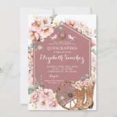 ピンクローズ金ゴールドウエスタンチャラキンセニェラ 招待状 (正面)