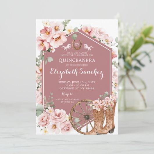 ピンクローズ金ゴールドウエスタンチャラキンセニェラ 招待状 (スタンド正面)