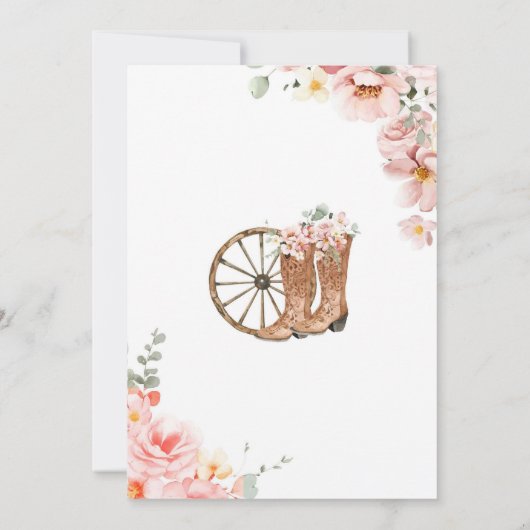 ピンクローズ金ゴールドウエスタンチャラキンセニェラ 招待状 (裏面)