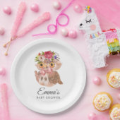 ピンクローズ金ゴールドウォーター色フクロウ赤ちゃんシャワー ペーパープレート (パーティー)