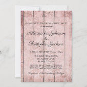 ピンクローズ金ゴールドウッド結婚ズ婚約 招待状 (正面)