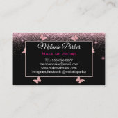 ピンクローズ金ゴールドエレガントグリッター蝶 名刺 (裏面)