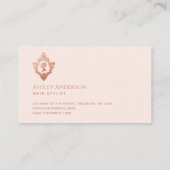 ピンクローズ金ゴールドエレガントレディーインヴィンテージクレスト 名刺 (裏面)