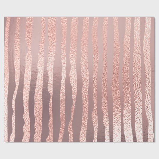 ピンクローズ金ゴールドガラス粉ストライプ末ライン色彩の鮮やか ラッピングペーパー (フラット)