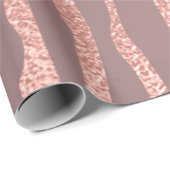 ピンクローズ金ゴールドガラス粉ストライプ末ライン色彩の鮮やか ラッピングペーパー (ロールコーナー)