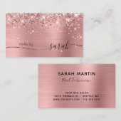 ピンクローズ金ゴールドキラキラGlamシグネチャースタイリッシュ 名刺 (正面/裏面)