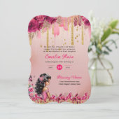 ピンクローズ金ゴールドキンセアニェラドレスフローラバラ 招待状 (スタンド正面)