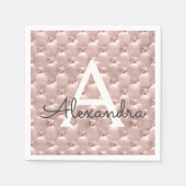 ピンクローズ金ゴールドクラシックヴィンテージモノグラム誕生日 スタンダードカクテルナプキン (正面)