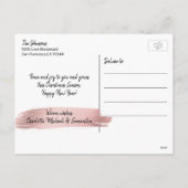 ピンクローズ金ゴールドクリスマスハッピーホリデーズファミリー シーズンポストカード (裏面)