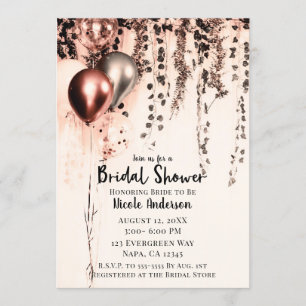 ピンクローズ金ゴールドクリームメタリックバルーンアイビーブライダル 招待状