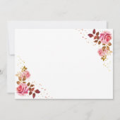 ピンクローズ金ゴールドクロスベビートドラーフォトバプテスマ 招待状 (裏面)