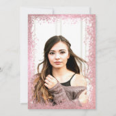 ピンクローズ金ゴールドグラデーショングリッターハローフォトスイート16 招待状 (裏面)