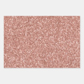 ピンクローズ金ゴールドグラムグリッタースノーフレーク ラッピングペーパーシート (正面3)