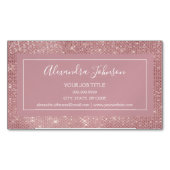 ピンクローズ金ゴールドグラムスパークルモダンとエレガント マグネット名刺 (正面)