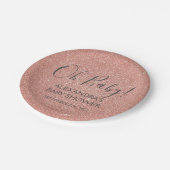 ピンクローズ金ゴールドグリッターとスパークルオベビー! ペーパープレート (アングル)