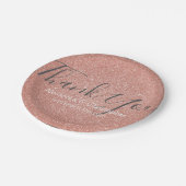 ピンクローズ金ゴールドグリッターとスパークルサンキュー ペーパープレート (アングル)