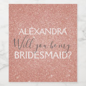 ピンクローズ金ゴールドグリッターとスパークルブレスメイド ワインラベル (シングルラベル)