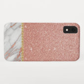 ピンクローズ金ゴールドグリッターとスパークルマーブル Case-Mate iPhoneケース (裏面(横))