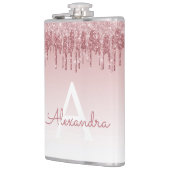 ピンクローズ金ゴールドグリッターとスパークルモノグラム フラスク (左)