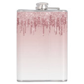 ピンクローズ金ゴールドグリッターとスパークルモノグラム フラスク (裏面)