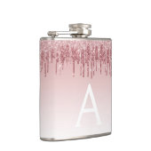 ピンクローズ金ゴールドグリッターとスパークルモノグラム フラスク (右)