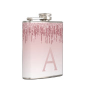 ピンクローズ金ゴールドグリッターとスパークルモノグラム フラスク (右)