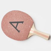 ピンクローズ金ゴールドグリッターとスパークルモノグラム 卓球ラケット (横)