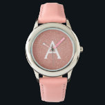 ピンクローズ金ゴールドグリッターとスパークルモノグラム 腕時計<br><div class="desc">ピンクローズ金ゴールドフェイクグリッターとスパークルエレガントモノグラム時計。このウォッチはカスタマイズ、お客様のイニシャルと名を含めることができる。バラ金ゴールドグリッターウォッチは、ピンク素晴らしクを愛するその特別な人のためのブライダルシャワー、誕生日パーティーまたはバチェロレッテギフトを作る。</div>