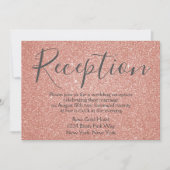 ピンクローズ金ゴールドグリッターとスパークル披露宴 招待状 (正面)