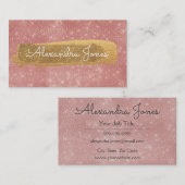 ピンクローズ金ゴールドグリッターとスパークル 名刺 (正面/裏面)