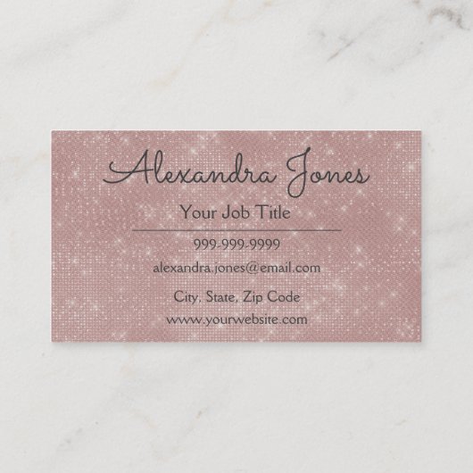ピンクローズ金ゴールドグリッターとスパークル 名刺 (裏面)