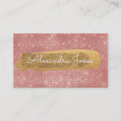 ピンクローズ金ゴールドグリッターとスパークル 名刺 (正面)