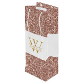 ピンクローズ金ゴールドグリッターイニシャルと名寄り ワインギフトバッグ (裏面アングル)