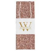 ピンクローズ金ゴールドグリッターイニシャルと名寄り ワインギフトバッグ (裏面)