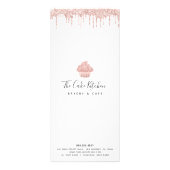 ピンクローズ金ゴールドグリッターカップケーキベーカリーデザートメニュー ラックカード (裏面)