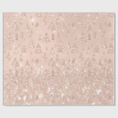 ピンクローズ金ゴールドグリッタークリスマスツリーホリデイズ ラッピングペーパー (フラット)