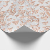 ピンクローズ金ゴールドグリッタークリスマスツリーマーブルホワイト ラッピングペーパー (角)
