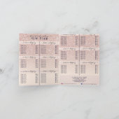 ピンクローズ金ゴールドグリッターグラデーションサロン価格表 ノートカード (内部)