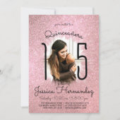 ピンクローズ金ゴールドグリッターグラデーションフォトキンセアニラ 招待状 (正面)