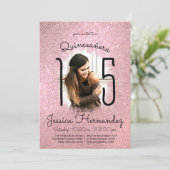 ピンクローズ金ゴールドグリッターグラデーションフォトキンセアニラ 招待状 (スタンド正面)