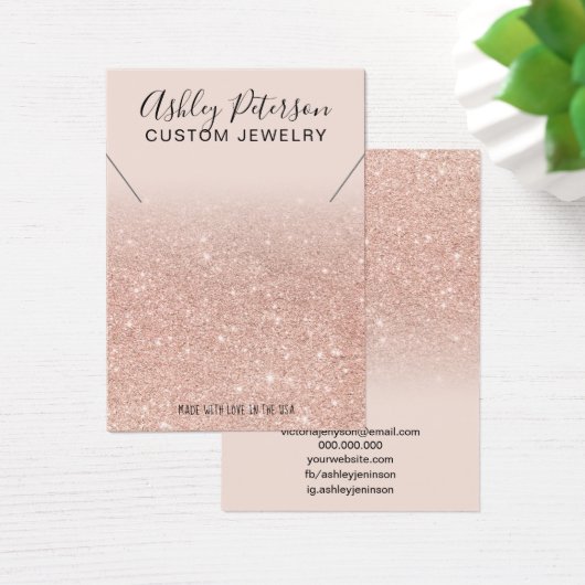 ピンクローズ金ゴールドグリッターシックなネックレスディスプレイ (デスク)