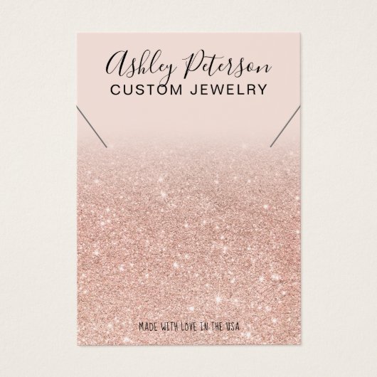 ピンクローズ金ゴールドグリッターシックなネックレスディスプレイ (正面)