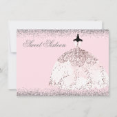 ピンクローズ金ゴールドグリッタースウィート16招待状 招待状 (正面)