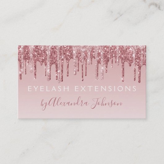 ピンクローズ金ゴールドグリッタースパークルアイドラッシュエクステンション 名刺 (正面)