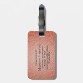 ピンクローズ金ゴールドグリッタースパークルスクリプトモノグラム ラゲッジタグ (裏面縦)