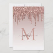 ピンクローズ金ゴールドグリッタースパークルドリッピング誕生日 招待状 (裏面)